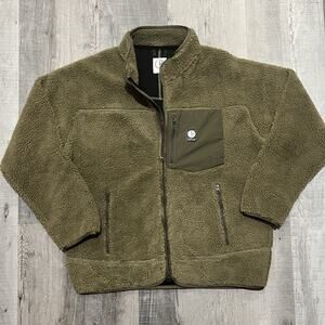 Polar Skate Co Kiki Fleece Military Green Full Zip Thick Sherpa Deep Pile Jacket